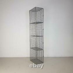Vintage Industrial Wire Mesh Locker Shelving Unit 4 Compartments #2628