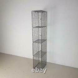 Vintage Industrial Wire Mesh Locker Shelving Unit 4 Compartments #2628