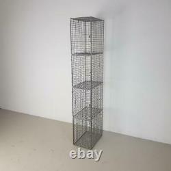 Vintage Industrial Wire Mesh Locker Shelving Unit 4 Compartments #2628