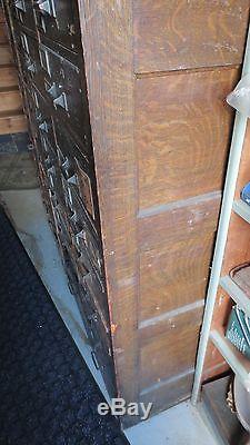 Vintage Industrial Wood Cabinet Antique 23 Drawers Oak