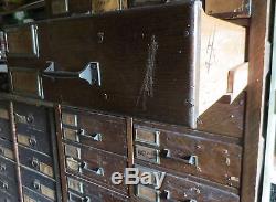 Vintage Industrial Wood Cabinet Antique 23 Drawers Oak