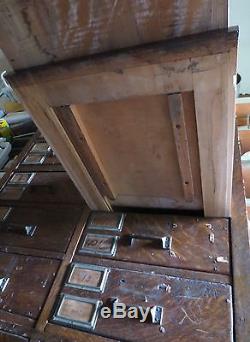Vintage Industrial Wood Cabinet Antique 23 Drawers Oak