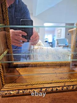 Vintage Italian Gilded Shadow Box Display Cabinet with Mirrored Back & Glass Door
