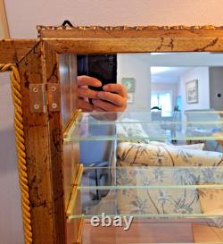 Vintage Italian Gilded Shadow Box Display Cabinet with Mirrored Back & Glass Door