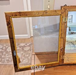 Vintage Italian Gilded Shadow Box Display Cabinet with Mirrored Back & Glass Door
