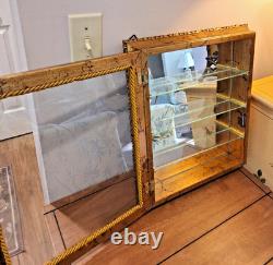 Vintage Italian Gilded Shadow Box Display Cabinet with Mirrored Back & Glass Door