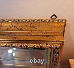 Vintage Italian Gilded Shadow Box Display Cabinet with Mirrored Back & Glass Door