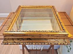Vintage Italian Gilded Shadow Box Display Cabinet with Mirrored Back & Glass Door