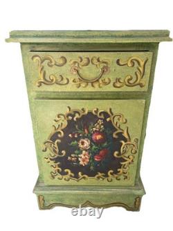 Vintage Italian Venetian Handpainted Front/Side/Top 1 Door Cabinet Drawer