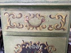 Vintage Italian Venetian Handpainted Front/Side/Top 1 Door Cabinet Drawer