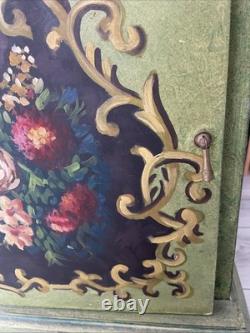 Vintage Italian Venetian Handpainted Front/Side/Top 1 Door Cabinet Drawer