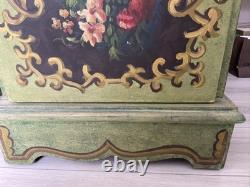 Vintage Italian Venetian Handpainted Front/Side/Top 1 Door Cabinet Drawer