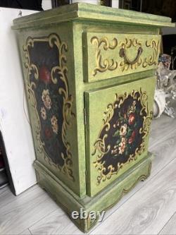 Vintage Italian Venetian Handpainted Front/Side/Top 1 Door Cabinet Drawer