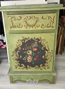 Vintage Italian Venetian Handpainted Front/Side/Top 1 Door Cabinet Drawer