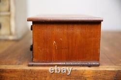 Vintage Jas Smith & Sons Sewing Needle Spool Cabinet Wood Apothecary drawer box