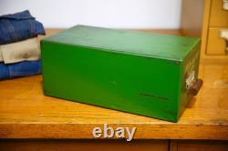Vintage John Deere Card Catalog Cabinet Wood drawer index file box organizer