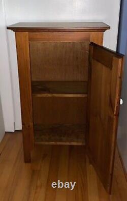 Vintage Knotty Pine Farmhouse Cupboard Jelly Pantry Cabinet with Hand Painted Door