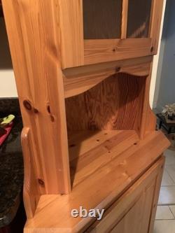 Vintage Knotty Pine Tall Kitchen Corner Cupboard Storage Hutch Cabinet