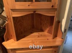Vintage Knotty Pine Tall Kitchen Corner Cupboard Storage Hutch Cabinet