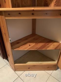 Vintage Knotty Pine Tall Kitchen Corner Cupboard Storage Hutch Cabinet