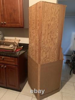 Vintage Knotty Pine Tall Kitchen Corner Cupboard Storage Hutch Cabinet