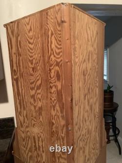 Vintage Knotty Pine Tall Kitchen Corner Cupboard Storage Hutch Cabinet