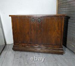 Vintage Lane 1960s Record Album Cabinet Drop Front Oak Mid Century