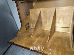 Vintage Lane 1960s Record Album Cabinet Drop Front Oak Mid Century