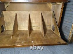 Vintage Lane 1960s Record Album Cabinet Drop Front Oak Mid Century