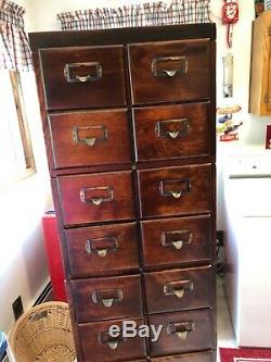Vintage Library Card Catalog 20 Drawer 5 Section Refinished Poplar 65 Tall Rare