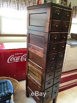 Vintage Library Card Catalog 20 Drawer 5 Section Refinished Poplar 65 Tall Rare