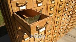 Vintage Library Card Catalog 20 Drawer Oak Cabinet