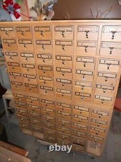 Vintage Library Oak Multi Draw File Cabinet Card Catalog