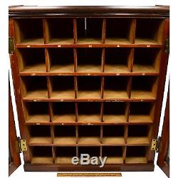 Vintage MAIL CUBBY SORTER CABINET Hardwood & Glass 30-CUBBIES SLOTS 26x30x12 EUC