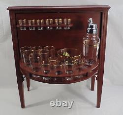 Vintage MCM Mid Century Modern Table Hiding Bar Martini Shaker Glass Holder