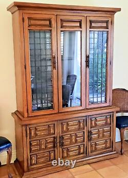 Vintage MCM Wood China Cabinet Display Bookcase Matching Credenza Also Available