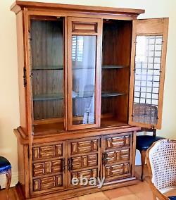Vintage MCM Wood China Cabinet Display Bookcase Matching Credenza Also Available