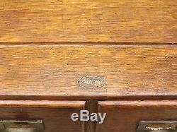 Vintage Macey Dovetailed Wood Oak Two Drawer 3 x 5 Antique Index Card File Box