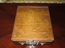 Vintage Macey Dovetailed Wood Oak Two Drawer 3 x 5 Antique Index Card File Box