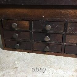 Vintage Mahogany 21 Drawer Wood APOTHECARY Cabinet- Lift Up Top