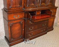 Vintage Mahogany Regency Style Breakfront withBubble Glass & Leather Butler's Desk