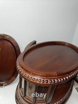 Vintage Mahogany Table Curio Or Tea Cabinet With Two Hinged Doors And Oval Shape