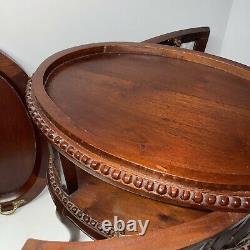 Vintage Mahogany Table Curio Or Tea Cabinet With Two Hinged Doors And Oval Shape