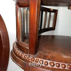 Vintage Mahogany Table Curio Or Tea Cabinet With Two Hinged Doors And Oval Shape