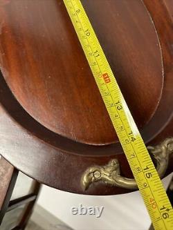 Vintage Mahogany Table Curio Or Tea Cabinet With Two Hinged Doors And Oval Shape