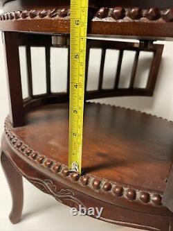 Vintage Mahogany Table Curio Or Tea Cabinet With Two Hinged Doors And Oval Shape