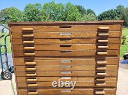 Vintage Map Blueprint Architect Flat File Cabinet 20 Drawers