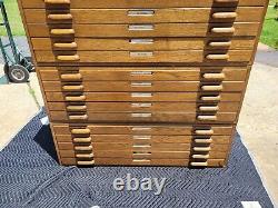 Vintage Map Blueprint Architect Flat File Cabinet 20 Drawers