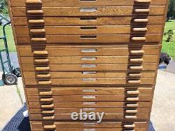 Vintage Map Blueprint Architect Flat File Cabinet 20 Drawers