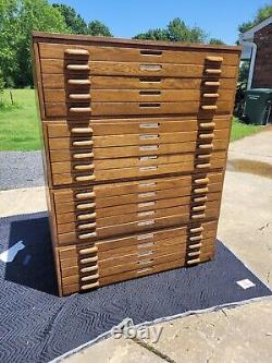 Vintage Map Blueprint Architect Flat File Cabinet 20 Drawers